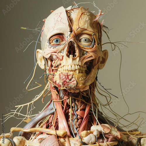 Layers of tissue and bone laid bare, super realistic