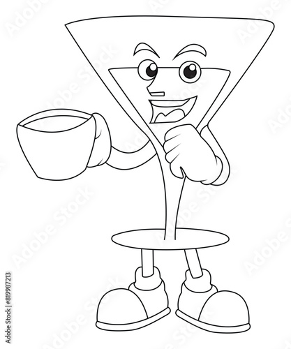 cocktail coloring page for adults and children.IIIustration isolated on white background