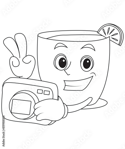 cocktail coloring page for adults and children.IIIustration isolated on white background