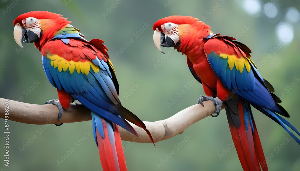 Obraz premium Close-up of Scarlet Macaw Bird on branch,Bird Photography