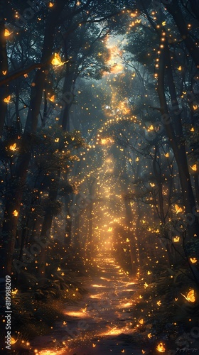 Enchanting Pathway Through a Glowing Fairytale Forest