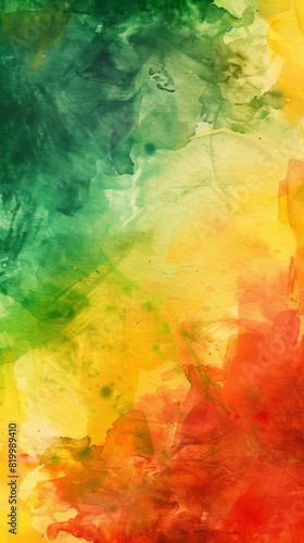 Abstract yellow green and red paint background 