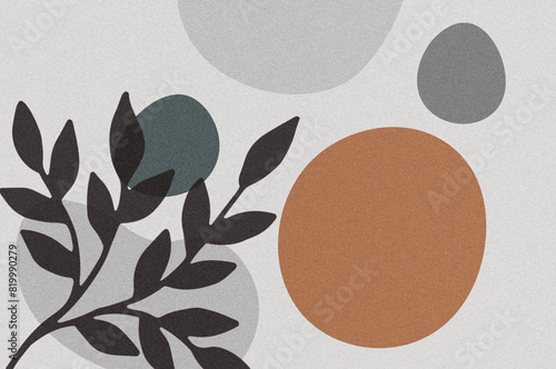 Simple pastel Morandi color abstract color blocks and leaves