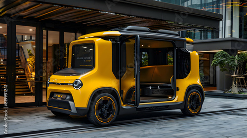 Futuristic Driverless Autonomous City Taxi - Innovative Smart Mobility Concept photo