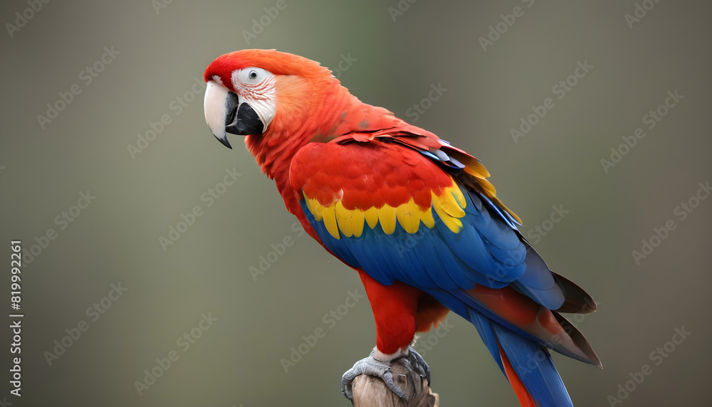 Fototapeta premium Close-up of Scarlet Macaw Bird on branch,Bird Photography