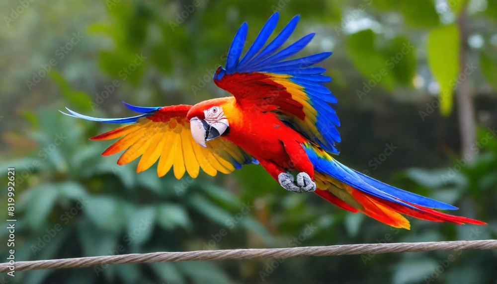Obraz premium Close-up of Scarlet Macaw Bird on branch,Bird Photography