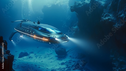 Wallpaper Mural A futuristic submarine exploring an alien ocean Torontodigital.ca