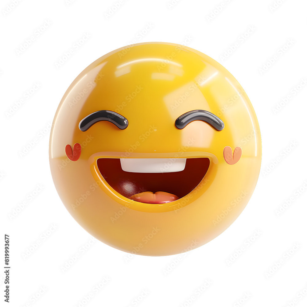 3D cute yellow smile icon isolated on transparent background 3D cute yellow smile icon isolated on transparent background