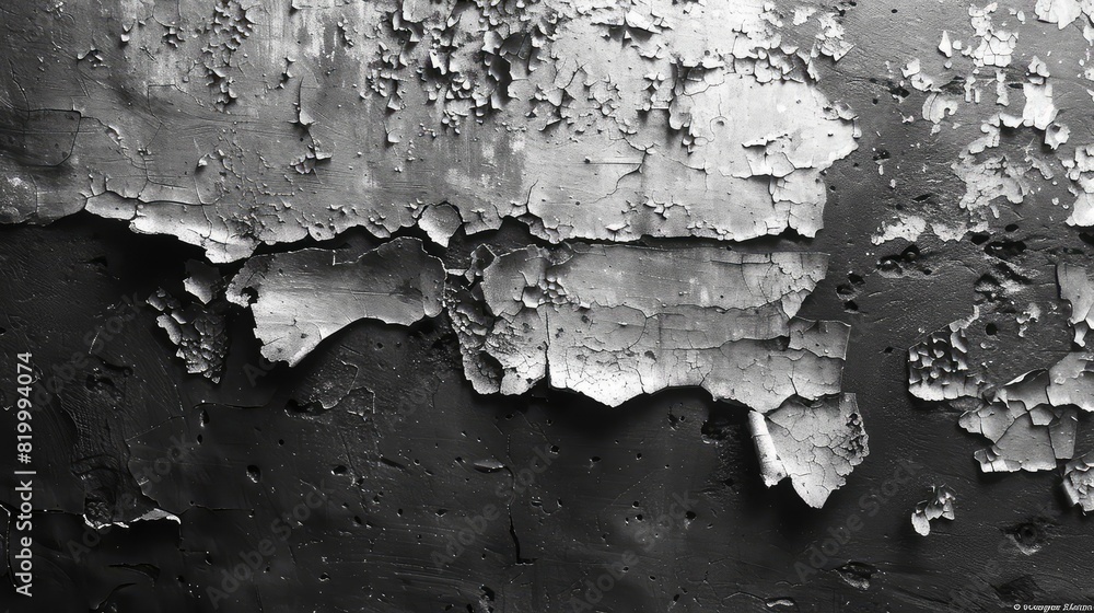 Close-Up View of Aged and Peeling Paint on a Dark Surface, Highlighting the Beauty in Decay