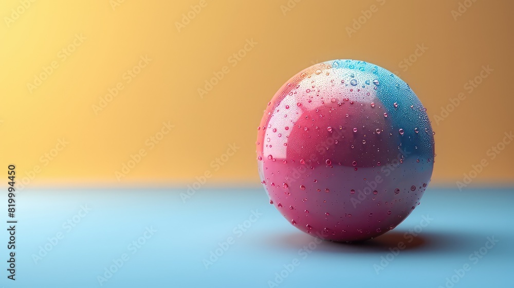 Vibrant Gradient Sphere with Water Droplets on a Dual-Toned Background, Perfect for Representing Diversity and Unity