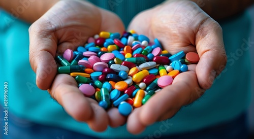 Wallpaper Mural Person Holding Handful of Pills Torontodigital.ca