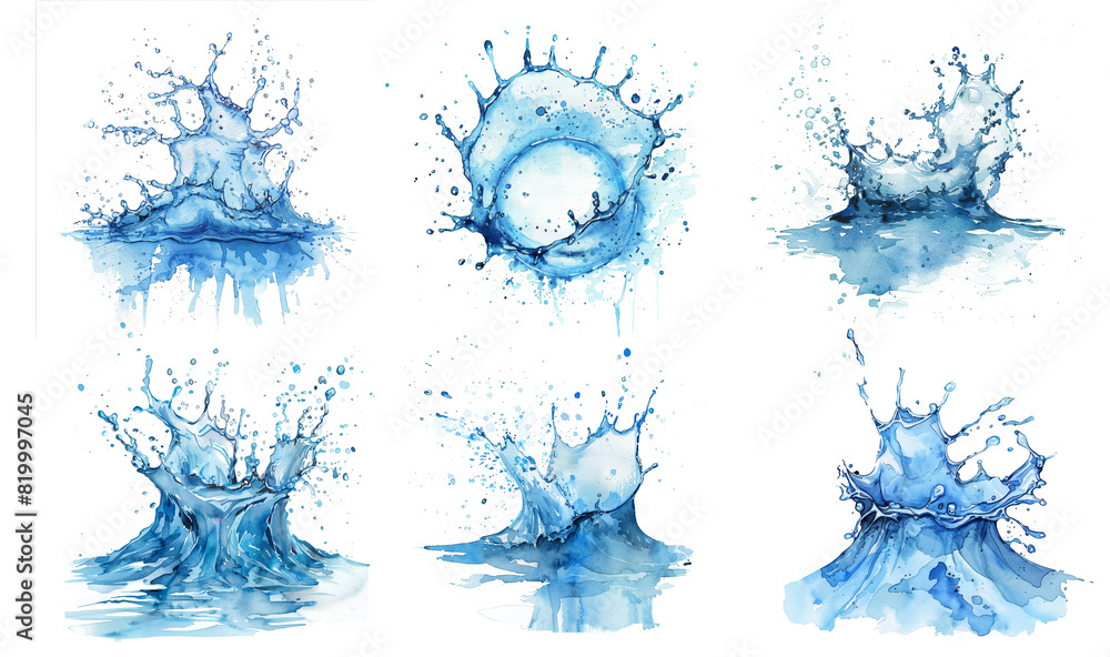 Dynamic water splash watercolors, vibrant and fluid art transparent background Dynamic water splash watercolors, vibrant and fluid art transparent background