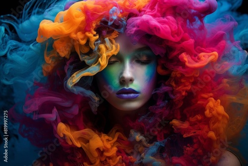 A mysterious and colorful smoke portrait