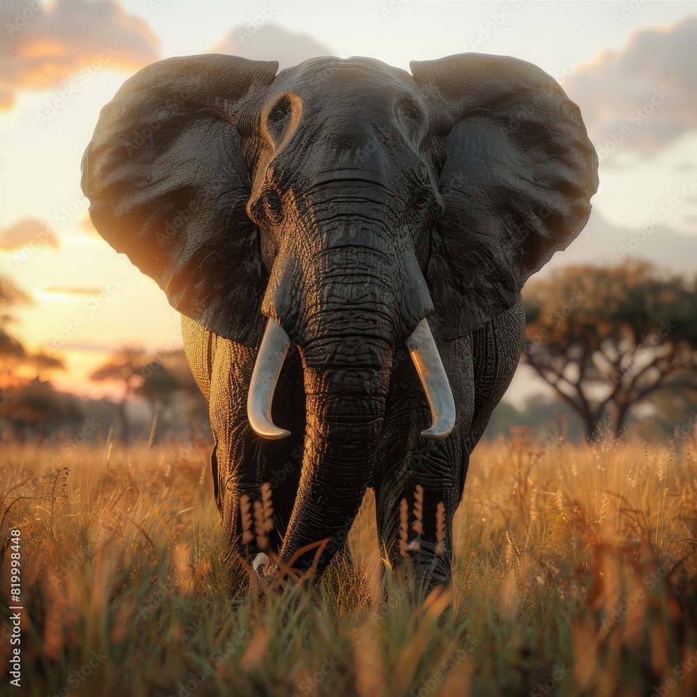 Naklejka premium majestic African elephant in its natural habitat