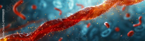 A precise three-dimensional visualization depicting the sectional view of a clogged blood vessel in thrombosis related to Antiphospholipid Syndrome. photo