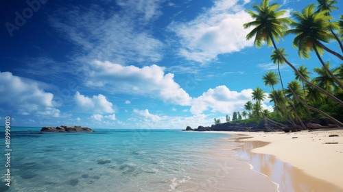 A scenic tropical beach, symbolizing travel or vacation