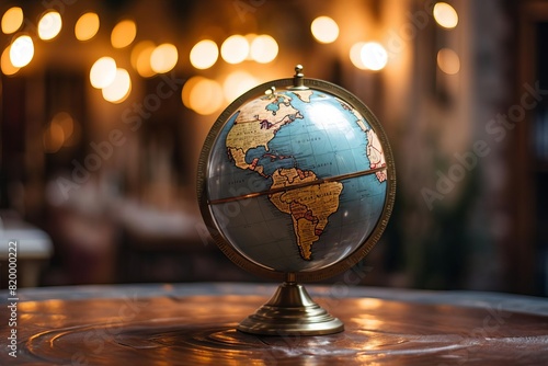 A small globe on a table, highlighting global issues