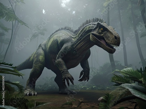 A 3D rendering of a gigantic Tyrannosaurus Rex  a prehistoric carnivore from the Cretaceous period