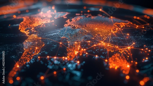World map global technology, digital information network
