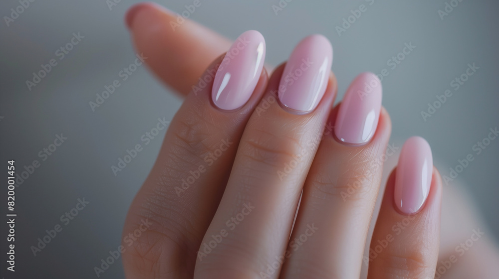 Close-Up of Light Pink Nail Polish on Woman's Hand Close-Up of Light Pink Nail Polish on Woman's Hand