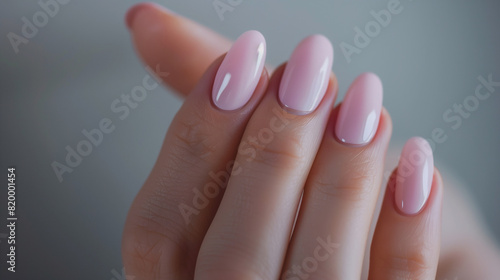  Close-Up of Light Pink Nail Polish on Woman s Hand