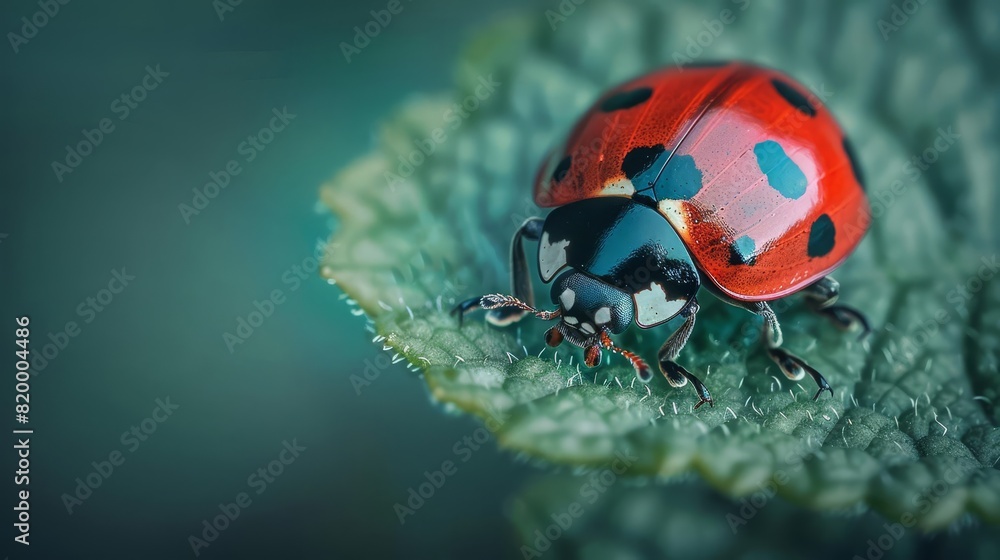 Fototapeta premium A closeup of a ladybug on a leaf