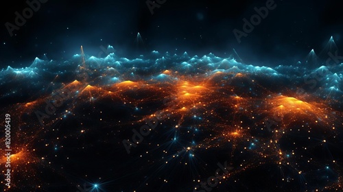 Abstract glowing particle field photo