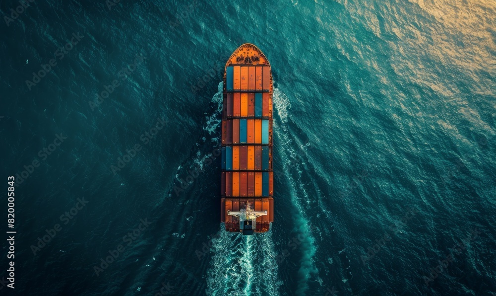 aerial view ultra large container vessel at sea. box ship spelled containers hip on a beautiful ocean with lot of containers. aerial view ultra large container vessel at sea. box ship spelled containers hip on a beautiful ocean with lot of containers.