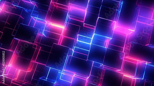 Abstract light grid with neon highlights