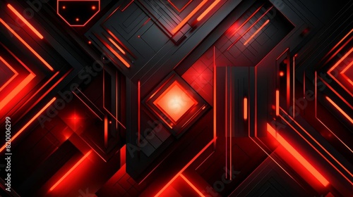 Abstract neon red geometric patterns