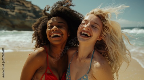 Friends Laughing on the Beach