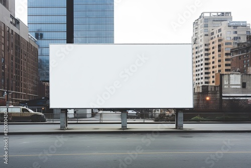 Blank billboard sign mockup in the urban environment  on the facade  empty space to display your advertising or branding campaign