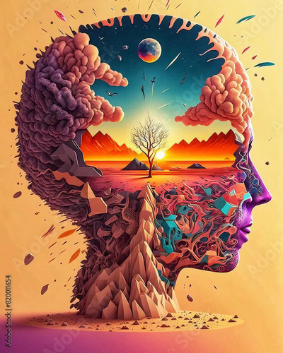 head of the person with a flower