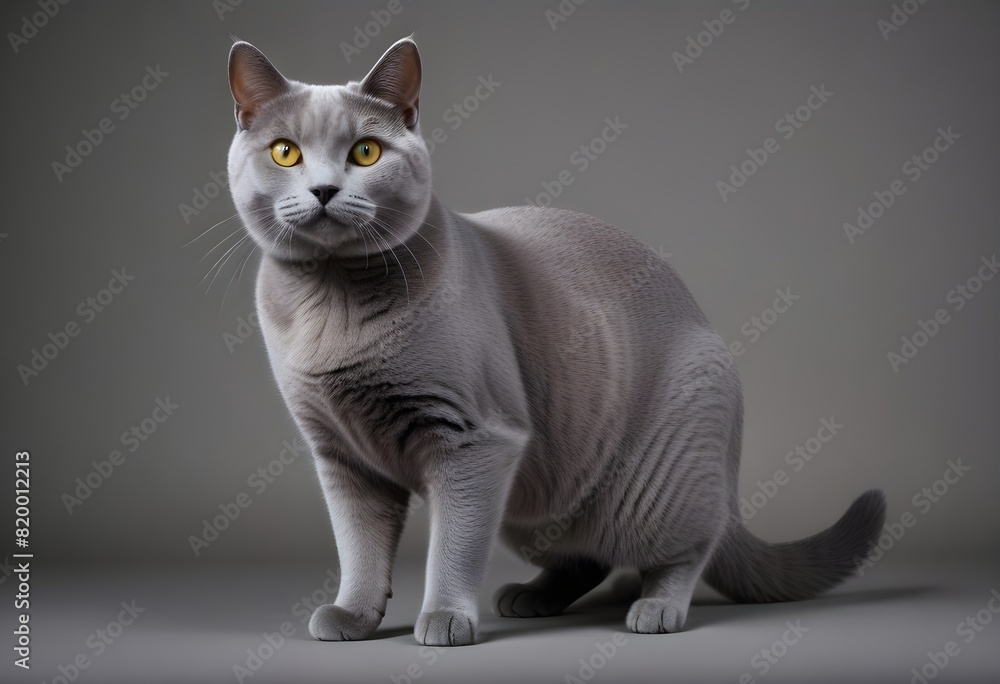 Chartreux Cat Breed Isolated gray Chartreux Cat Breed Isolated gray
