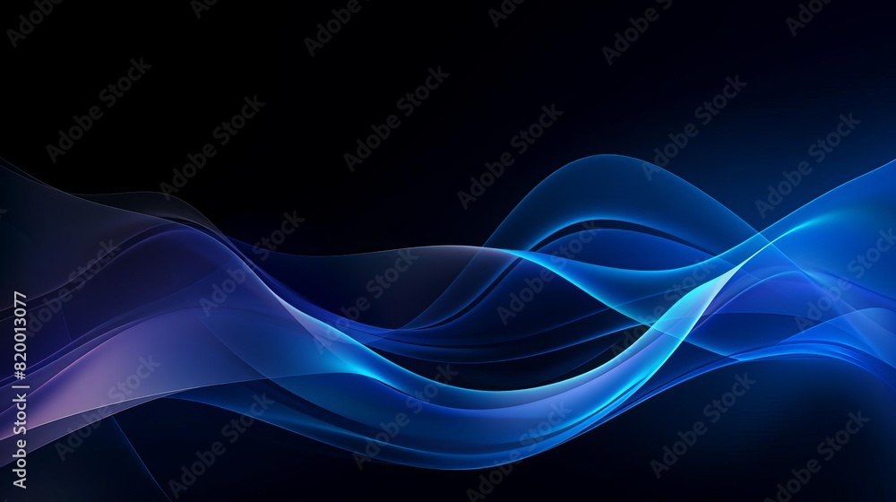 Blue abstract light waves on a dark background Blue abstract light waves on a dark background