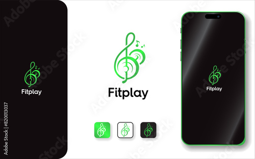 Fitness Play music logo vector