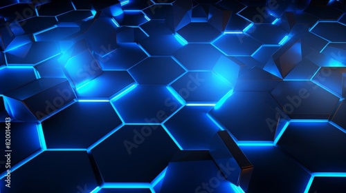 Blue hexagonal pattern with glowing highlights photo