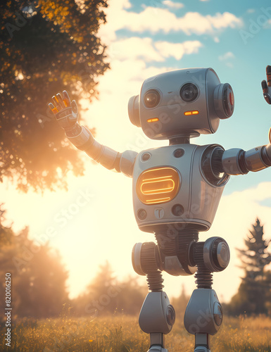 robot, technology, robotic, 3d, camera, machine, waving, saying goodbye, dancing, equipment, futuristic, metal, cyborg, toy, business, illustration, mechanical, object, photography, cute, android, car