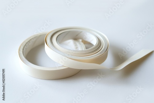 a roll of white paper tape on a white background.  photo