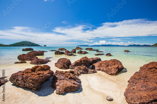 Beautiful beach on the tropical sea at Mak island, Trat  Province, Thailand.