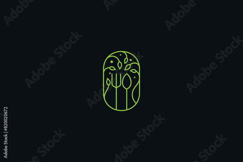 Abstract food and restaurant logo with minimalist line design style