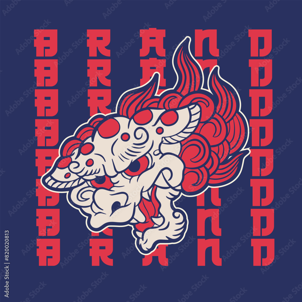 Japanese foo dog vector art Japanese foo dog vector art