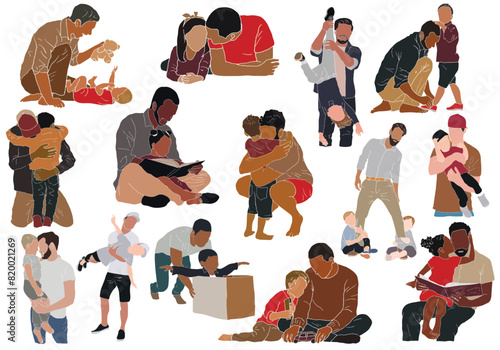 Set of Illustrations for Father's Day. Vector. Faceless Drawing