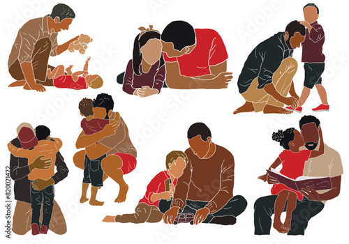 Mega Set of Illustrations for Father's Day. Vector. Faceless Drawing.