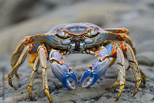 Depicting a  isolated blue crab that has been stretched out