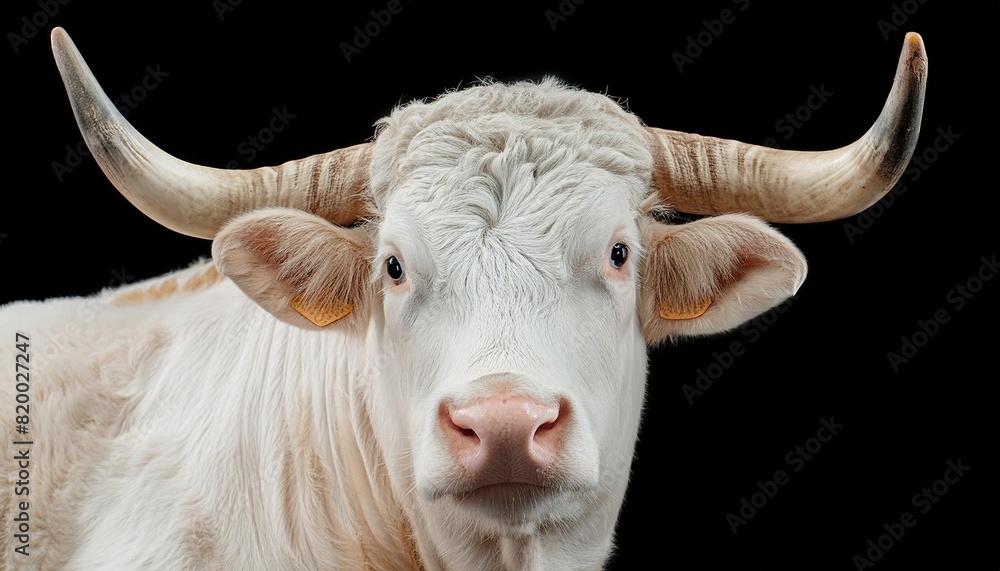bull close up head on black background bull close up head on black background