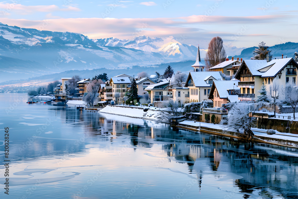 Timeless Winter Solitude in the Beautiful Swiss Town of Yverdon-les-Bains