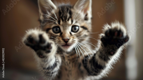 kitten swatting at the camera in a cute and playful manner