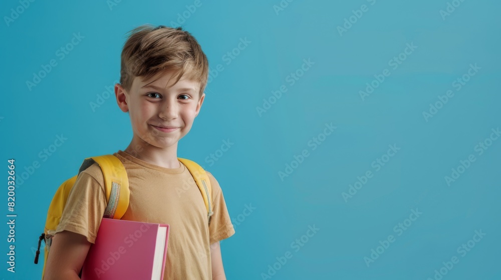 Obraz premium A Happy Schoolboy with Backpack