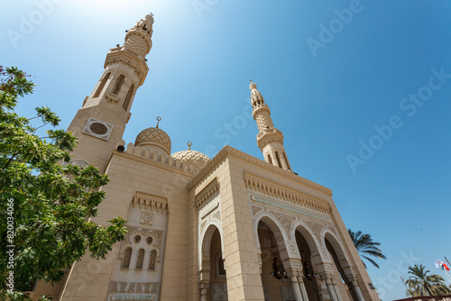 Photography Rich decorated exterior of the Jumeirah Mosque in Dubai, UAE, Arabia